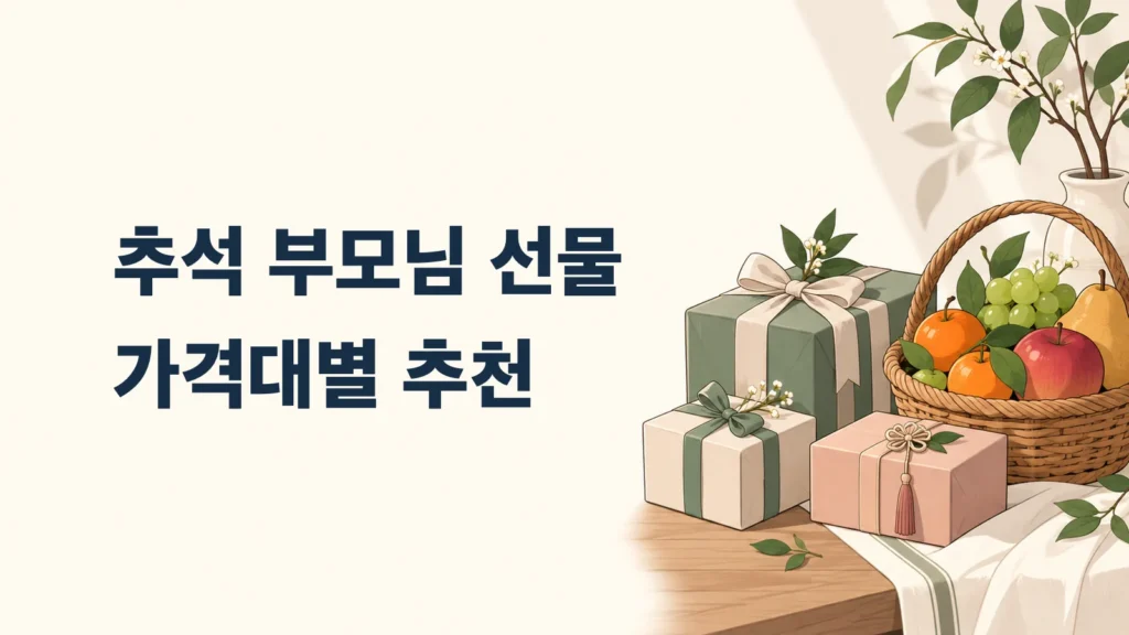 선물 상자와 과일 바구니를 곁들인 부모님 선물 안내 표지