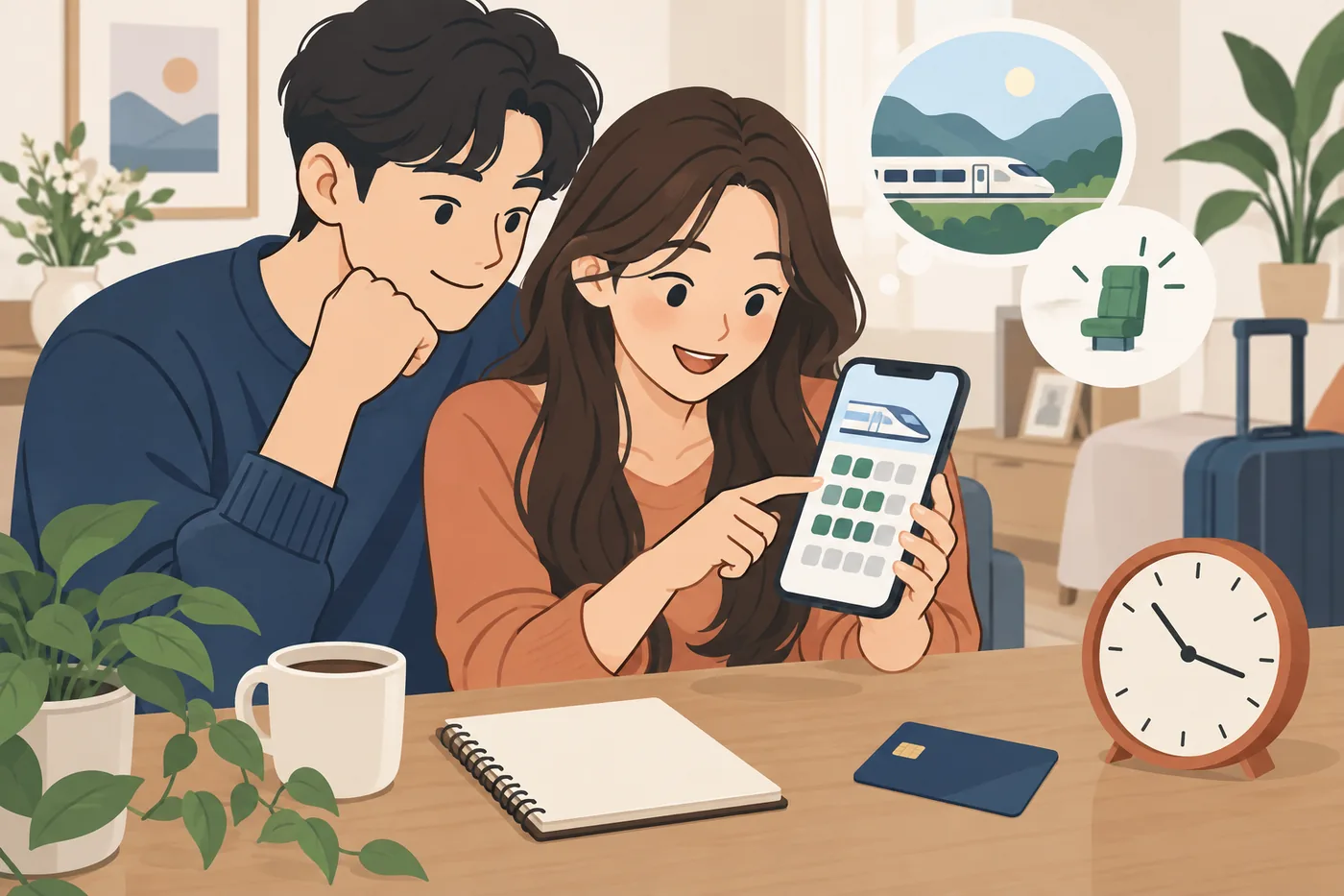 2026 추석 기차표 예매 좌석 배정 표시와 결제 시간을 확인하는 두 사람