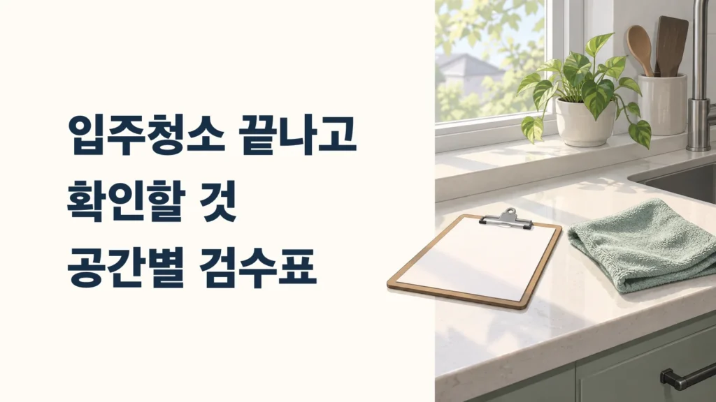 입주청소 끝나고 확인할 것을 기록할 검수표와 청소용 천