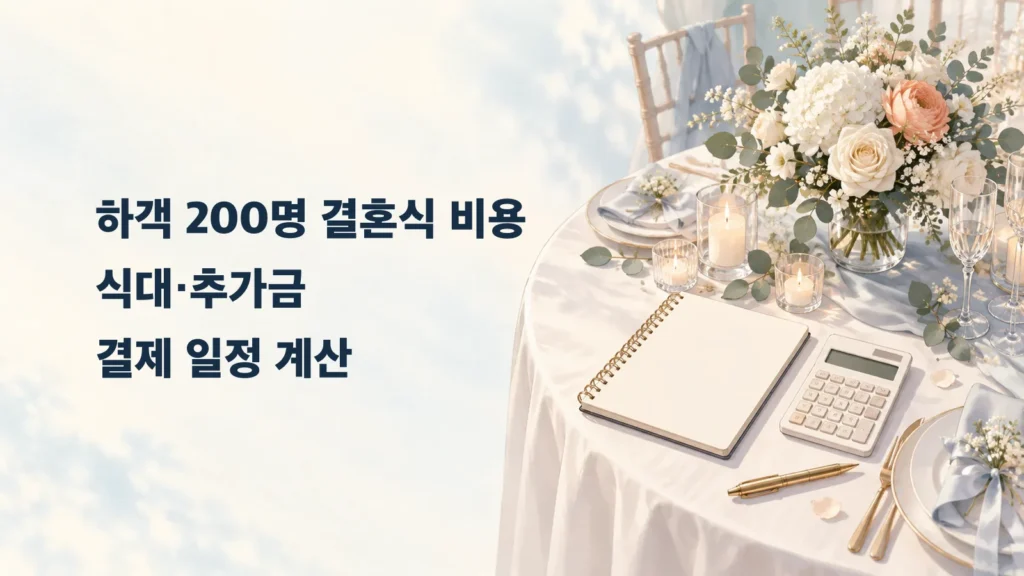 하객 200명 결혼식 비용 제목과 예식 테이블·계산기