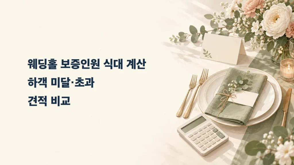웨딩홀 보증인원 식대 계산 제목과 예식 테이블 소품
